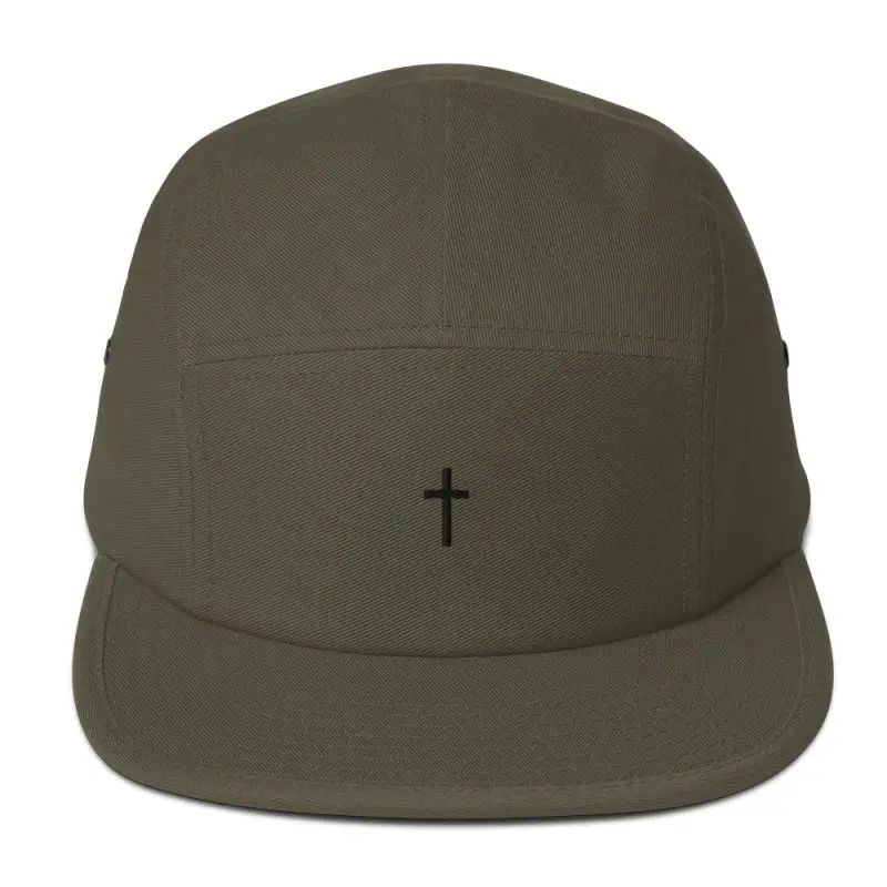 Cross Embroidered Five Panel Cap - Image 6