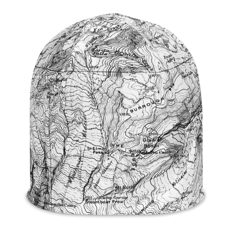 Mt. Rainier Topographic Map All-Over Print Beanie
