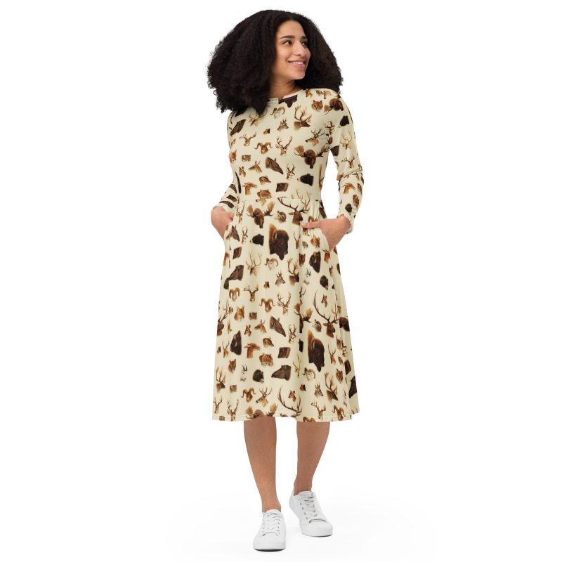 Go West All-over print long sleeve midi dress