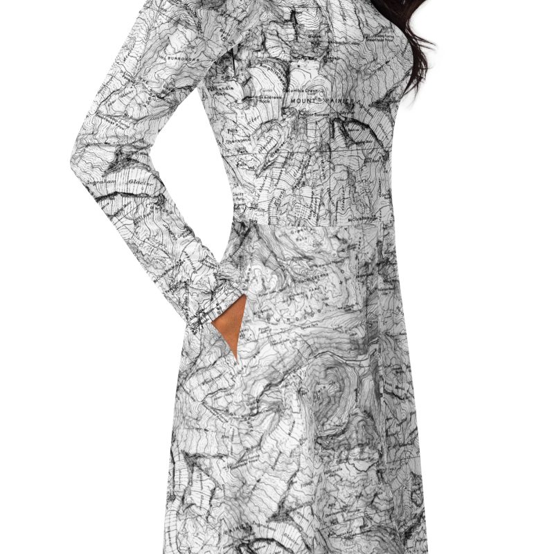 Mt. Rainier All-over print long sleeve midi dress - Image 7