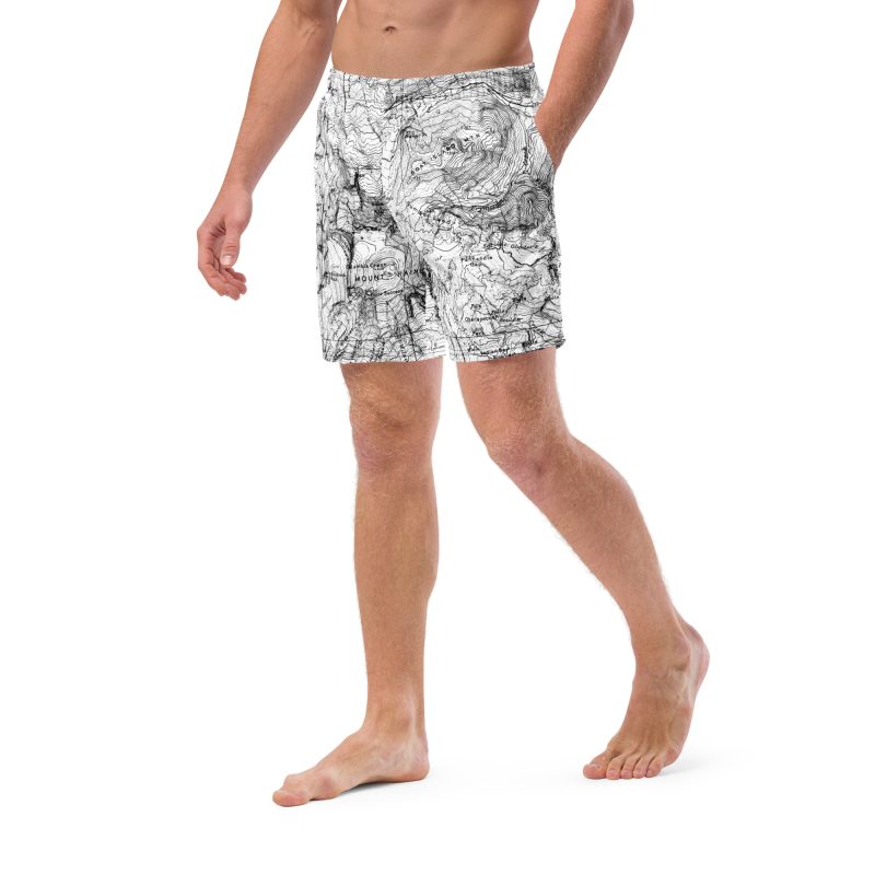 Mt. Rainier Topographic Map Men's swim trunks - Image 3