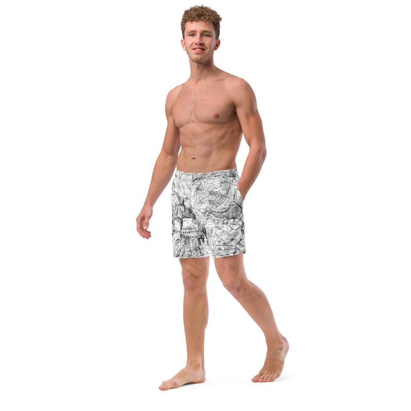 Mt. Rainier Topographic Map Men's swim trunks - Image 11