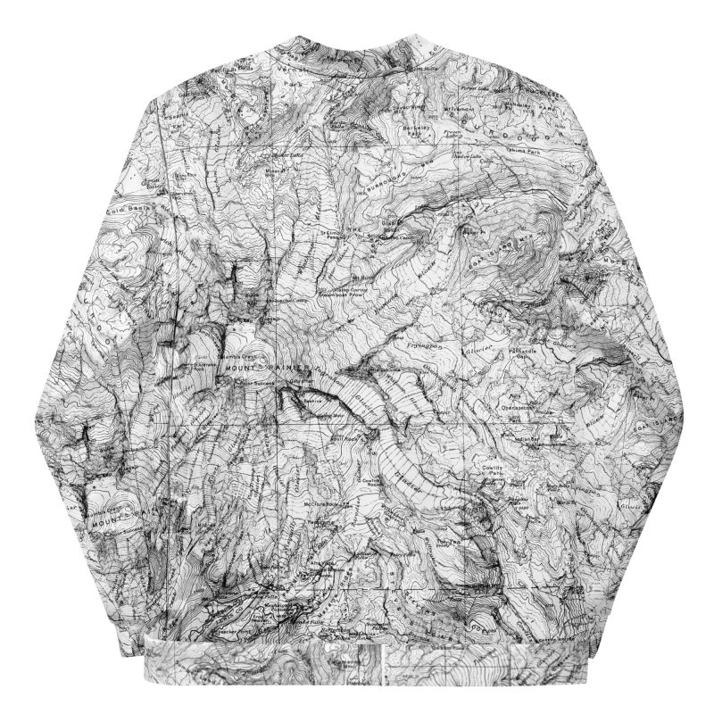 Mt. Rainier Topographic Map Unisex Bomber Jacket - Image 16