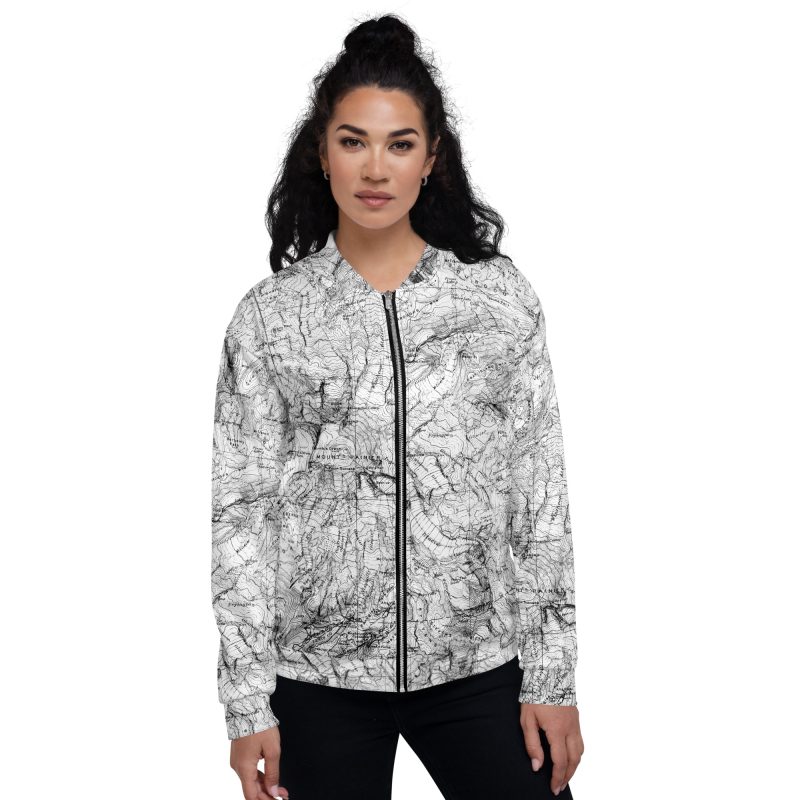 Mt. Rainier Topographic Map Unisex Bomber Jacket - Image 4