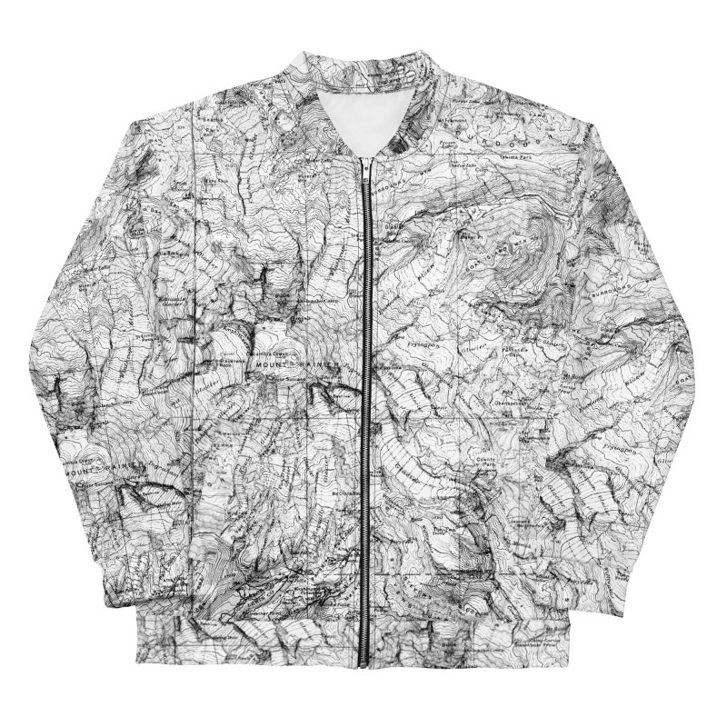 Mt. Rainier Topographic Map Unisex Bomber Jacket - Image 7