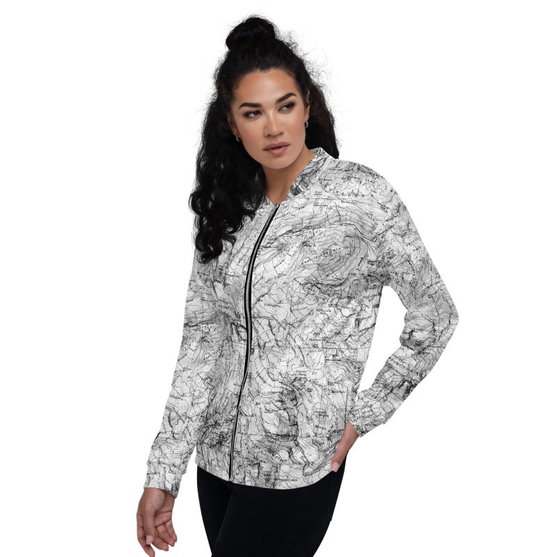 Mt. Rainier Topographic Map Unisex Bomber Jacket - Image 11