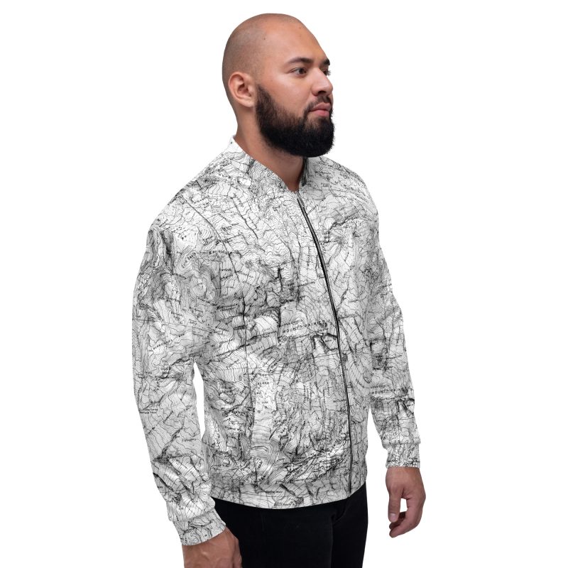 Mt. Rainier Topographic Map Unisex Bomber Jacket - Image 9