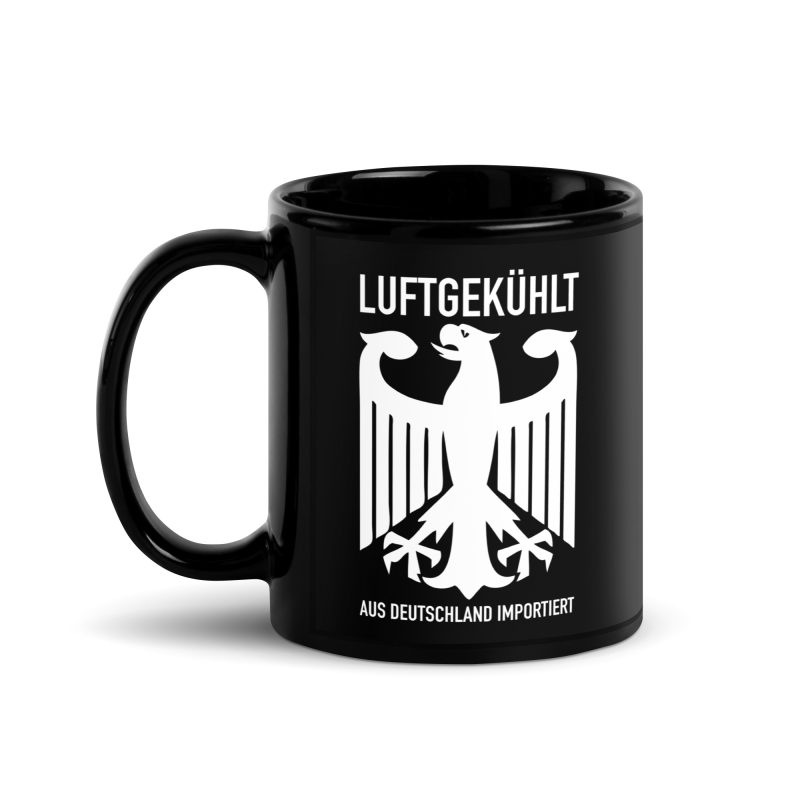 Luftgekühlt Aus Deutschland Importiert / Aircooled Imported from Germany Black Glossy Mug - Image 2