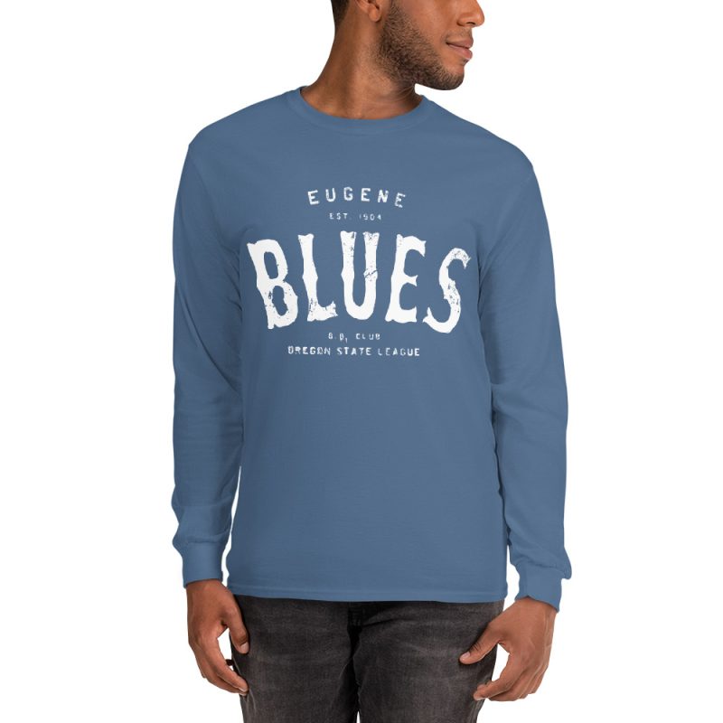 Eugene Blues Oregon Baseball Club Men’s Long Sleeve Shirt - Image 3