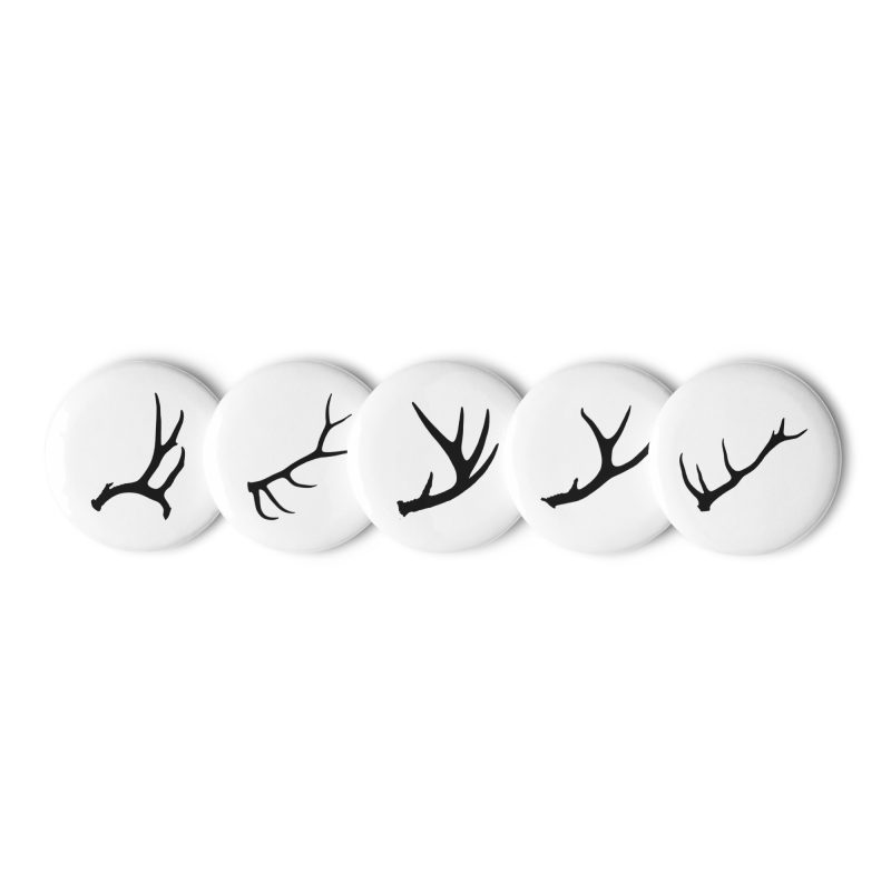 Antlers (Mule, Elk, Whitetail, Blacktail, and Stag) Set of pin buttons - Image 3