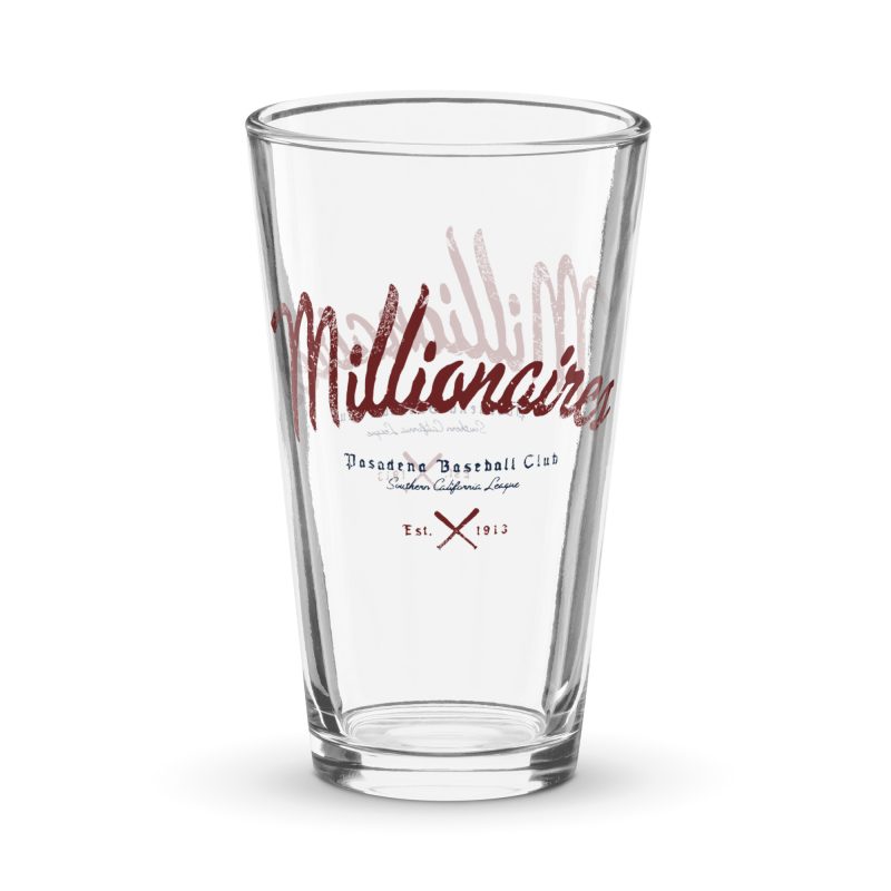 Pasadena Millionaires Baseball Club 1912 Shaker pint glass