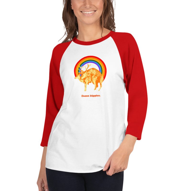 Damn hippies 3/4 sleeve raglan shirt - Image 2
