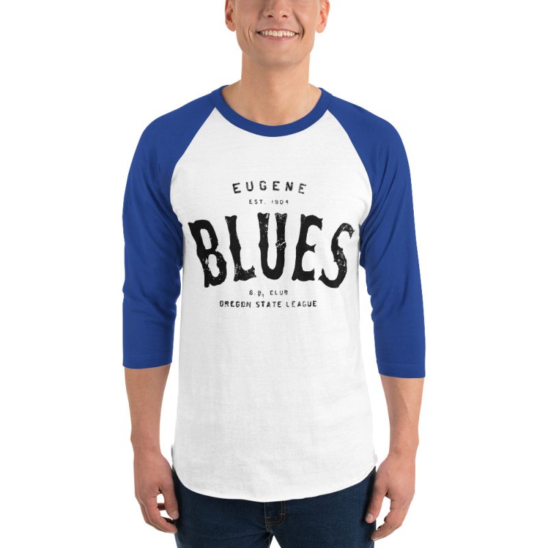 Eugene Blues Oregon Baseball Club 1904 3/4 sleeve raglan shirt - Image 3