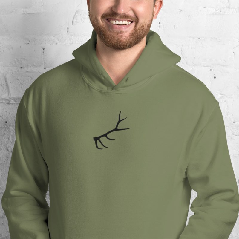 Elk Antler Embroidered Unisex Hoodie - Image 2