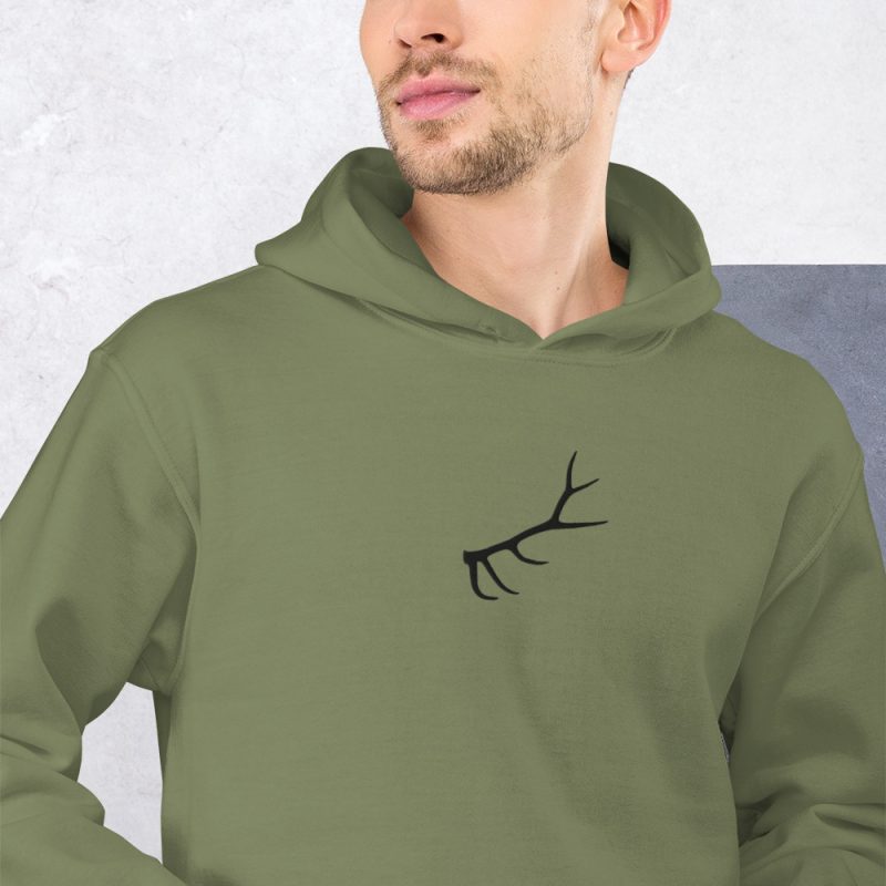 Elk Antler Embroidered Unisex Hoodie - Image 3