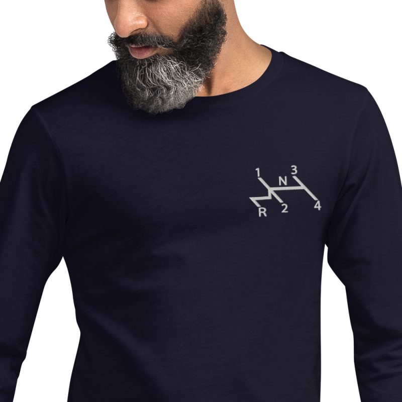 Aircooled Stick Shift Diagram Embroidered Unisex Long Sleeve Tee - Image 7