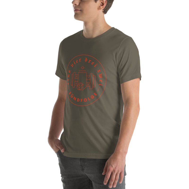 1-4-3-2 Zündfolge Badge Orange Unisex t-shirt - Image 52