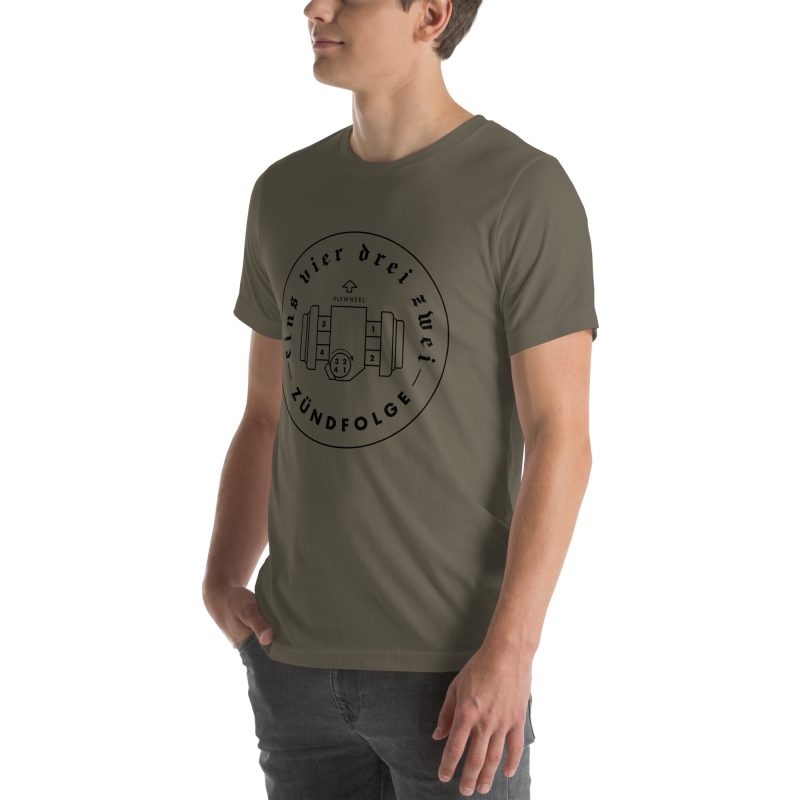 1-4-3-2 Zündfolge Badge Black Unisex t-shirt - Image 19