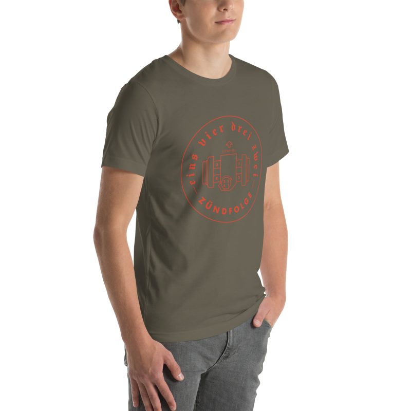 1-4-3-2 Zündfolge Badge Orange Unisex t-shirt - Image 54