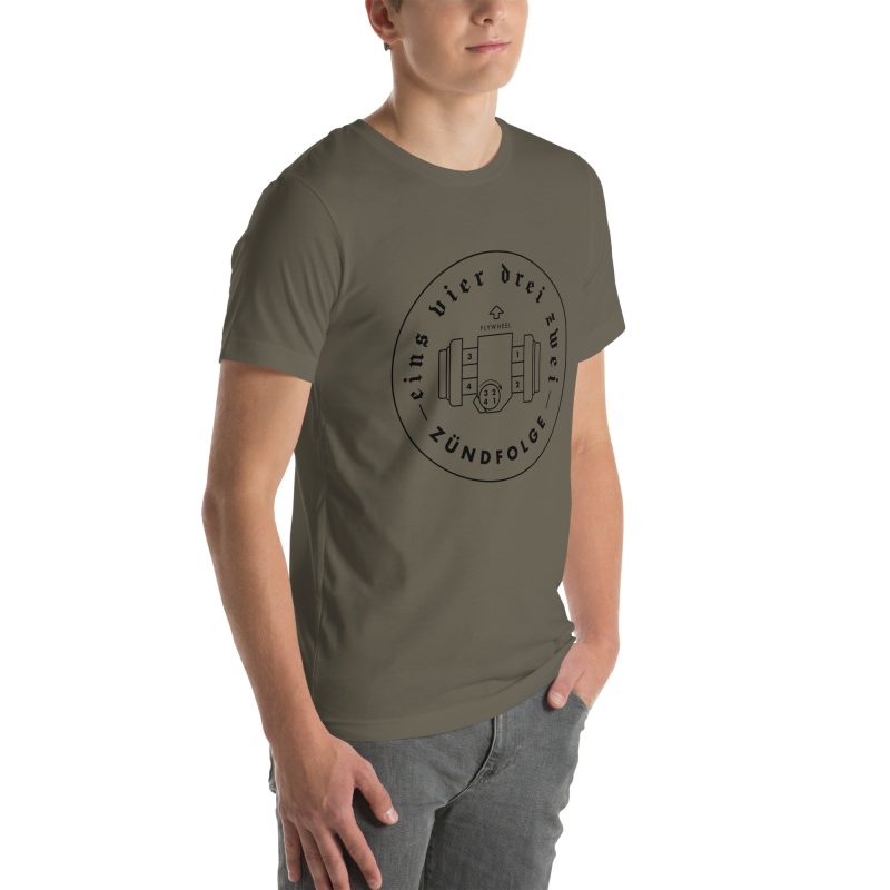 1-4-3-2 Zündfolge Badge Black Unisex t-shirt - Image 21