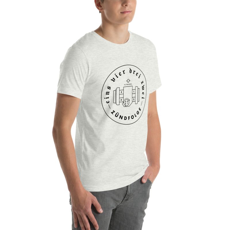 1-4-3-2 Zündfolge Badge Black Unisex t-shirt - Image 111