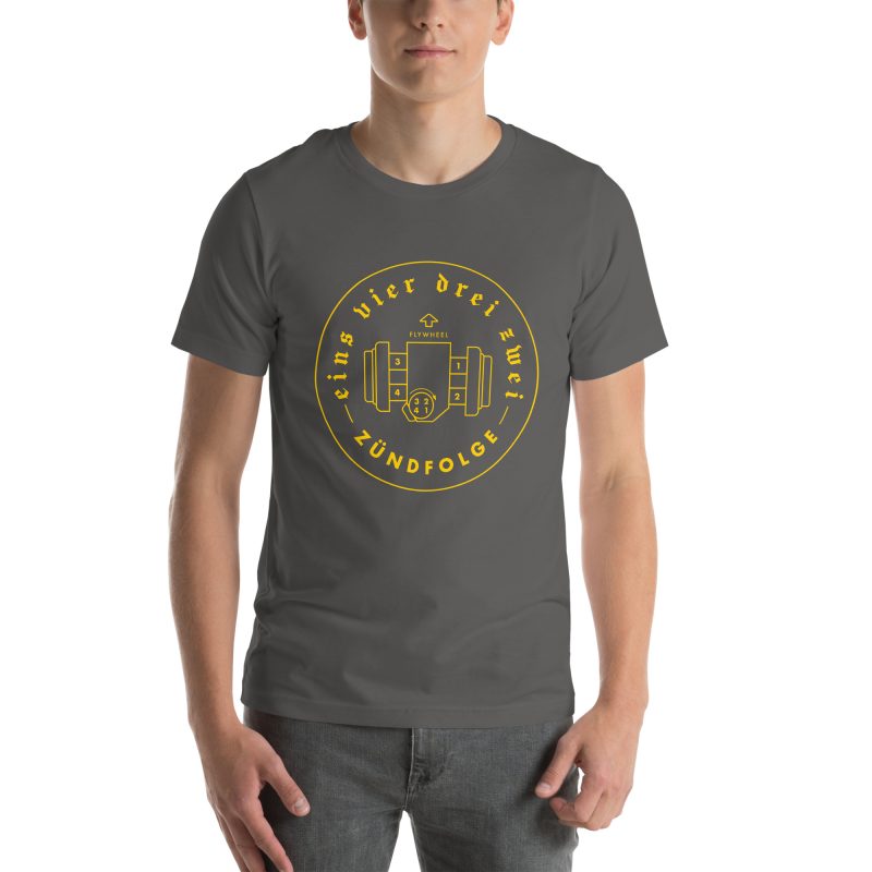 1-4-3-2 Zündfolge Badge Yellow Unisex t-shirt - Image 56