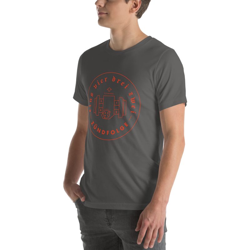 1-4-3-2 Zündfolge Badge Orange Unisex t-shirt - Image 46
