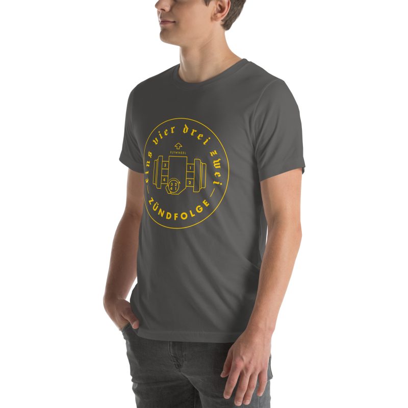 1-4-3-2 Zündfolge Badge Yellow Unisex t-shirt - Image 59
