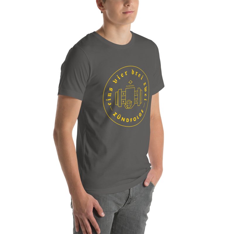 1-4-3-2 Zündfolge Badge Yellow Unisex t-shirt - Image 61