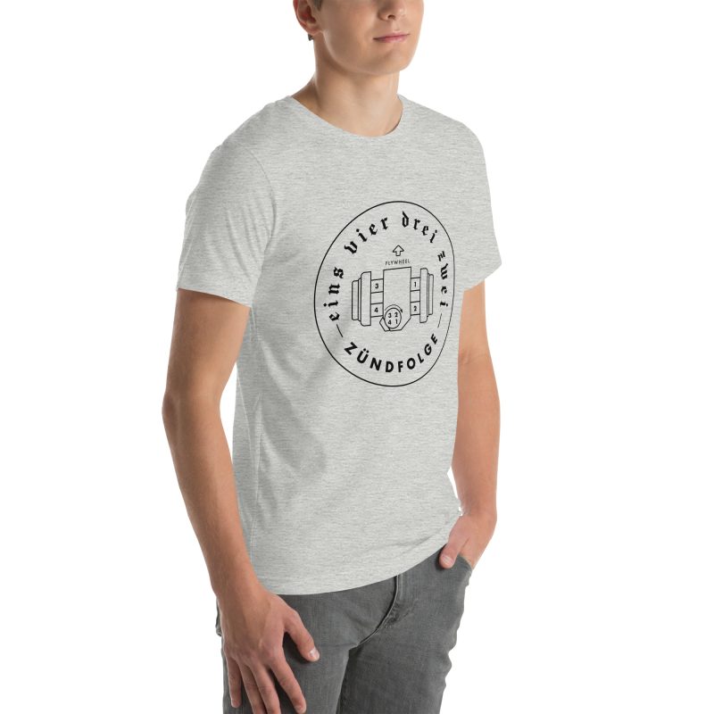 1-4-3-2 Zündfolge Badge Black Unisex t-shirt - Image 81