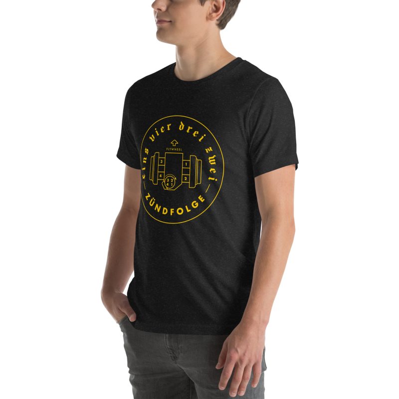 1-4-3-2 Zündfolge Badge Yellow Unisex t-shirt - Image 11