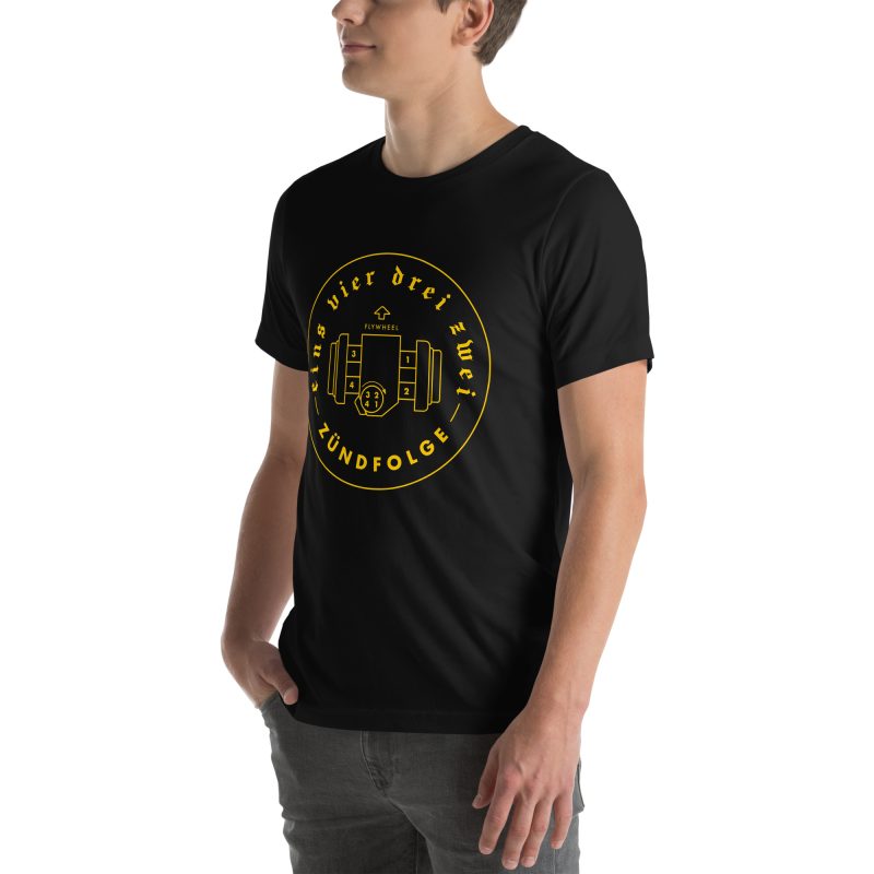 1-4-3-2 Zündfolge Badge Yellow Unisex t-shirt - Image 17