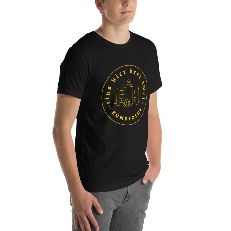 1-4-3-2 Zündfolge Badge Yellow Unisex t-shirt - Image 19