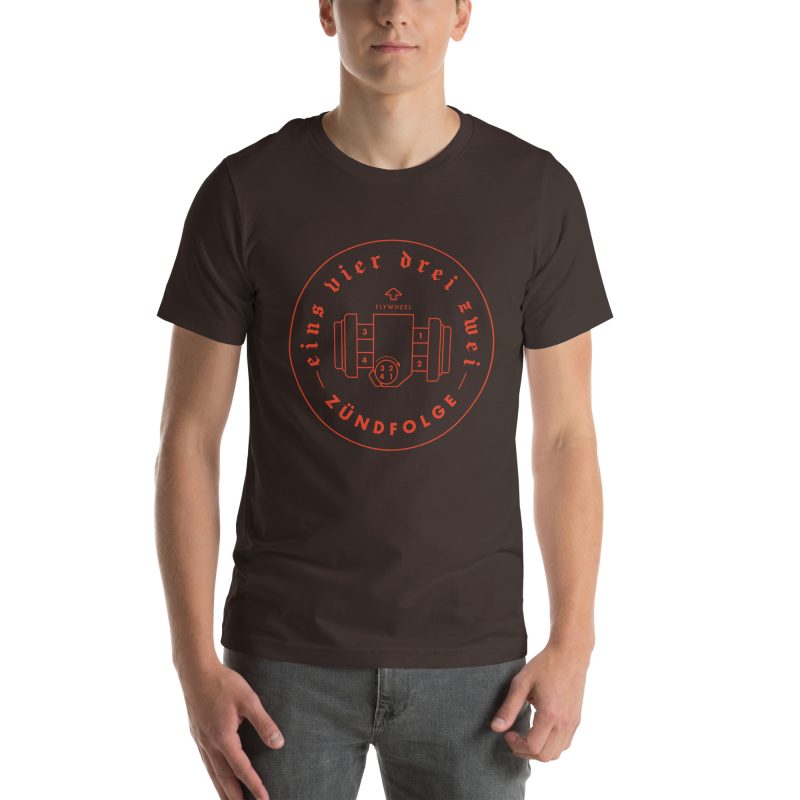 1-4-3-2 Zündfolge Badge Orange Unisex t-shirt - Image 25