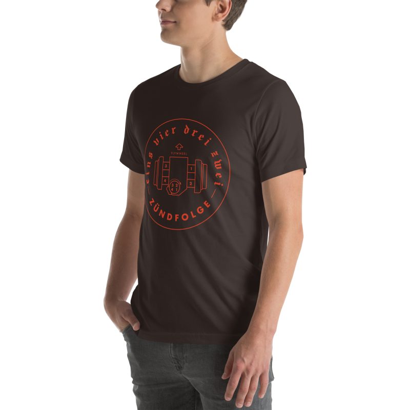 1-4-3-2 Zündfolge Badge Orange Unisex t-shirt - Image 28