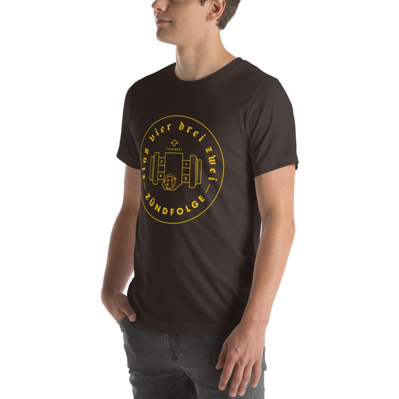 1-4-3-2 Zündfolge Badge Yellow Unisex t-shirt - Image 29