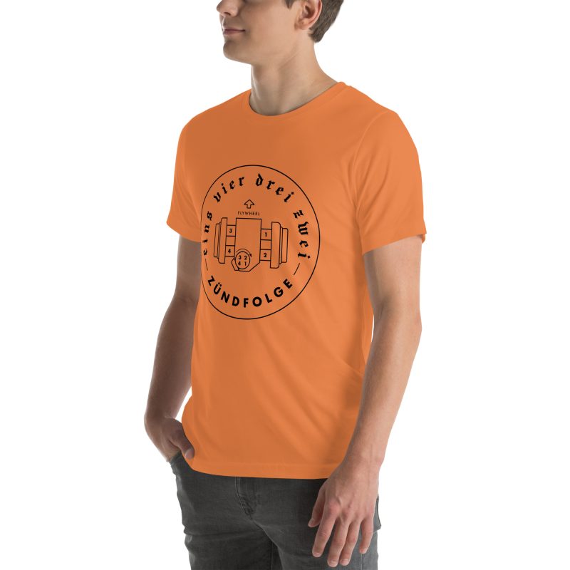 1-4-3-2 Zündfolge Badge Black Unisex t-shirt - Image 55