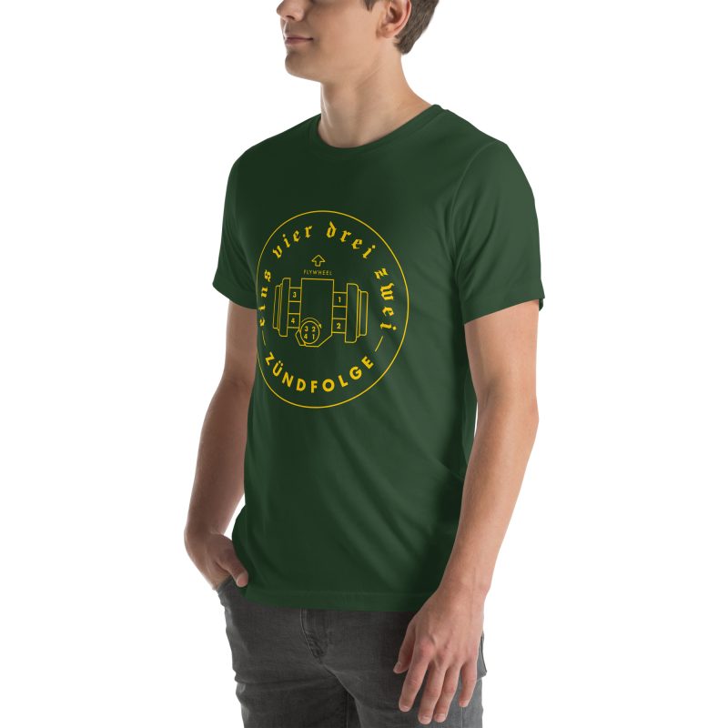 1-4-3-2 Zündfolge Badge Yellow Unisex t-shirt - Image 47