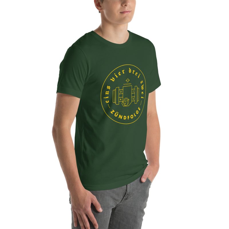 1-4-3-2 Zündfolge Badge Yellow Unisex t-shirt - Image 49