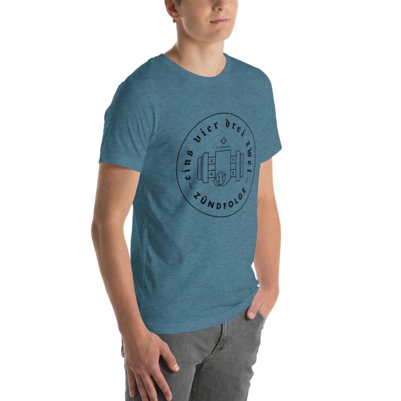 1-4-3-2 Zündfolge Badge Black Unisex t-shirt - Image 33