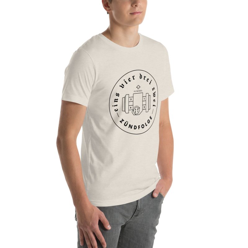 1-4-3-2 Zündfolge Badge Black Unisex t-shirt - Image 99