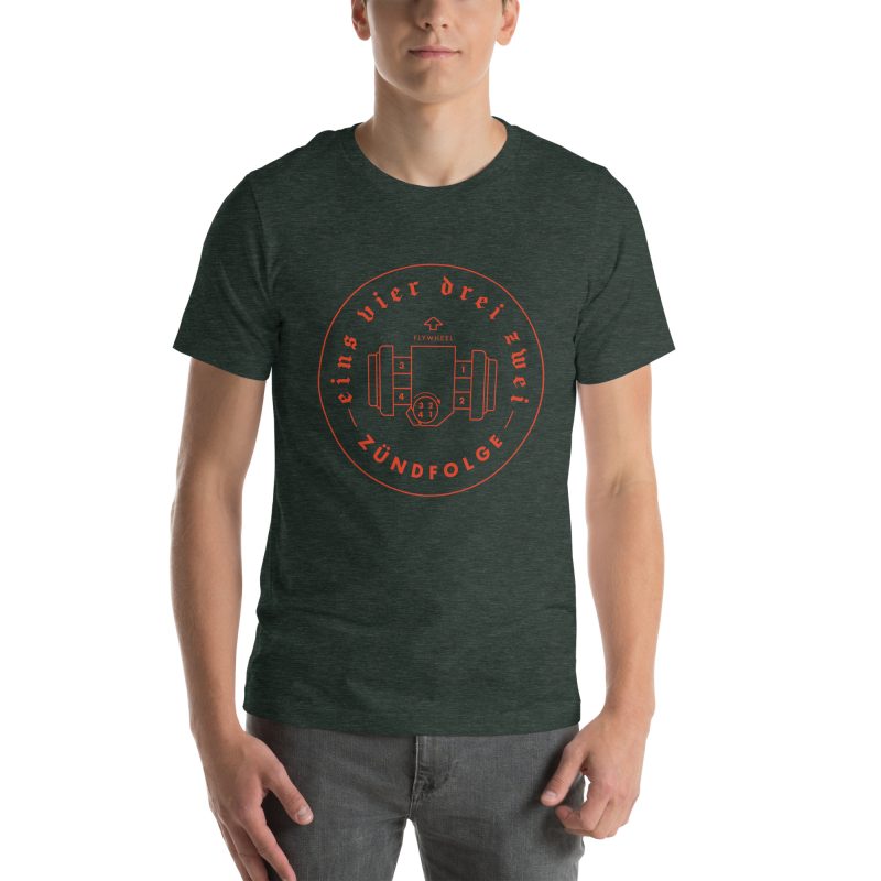 1-4-3-2 Zündfolge Badge Orange Unisex t-shirt - Image 31
