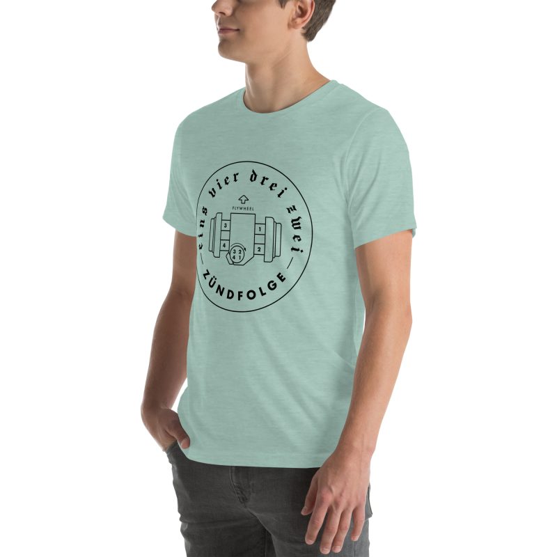1-4-3-2 Zündfolge Badge Black Unisex t-shirt - Image 73