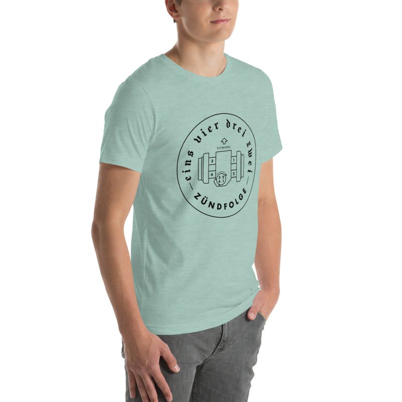 1-4-3-2 Zündfolge Badge Black Unisex t-shirt - Image 75