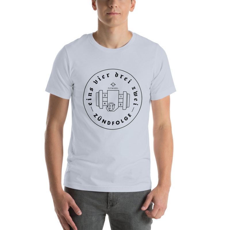 1-4-3-2 Zündfolge Badge Black Unisex t-shirt - Image 82