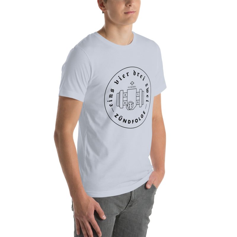 1-4-3-2 Zündfolge Badge Black Unisex t-shirt - Image 87