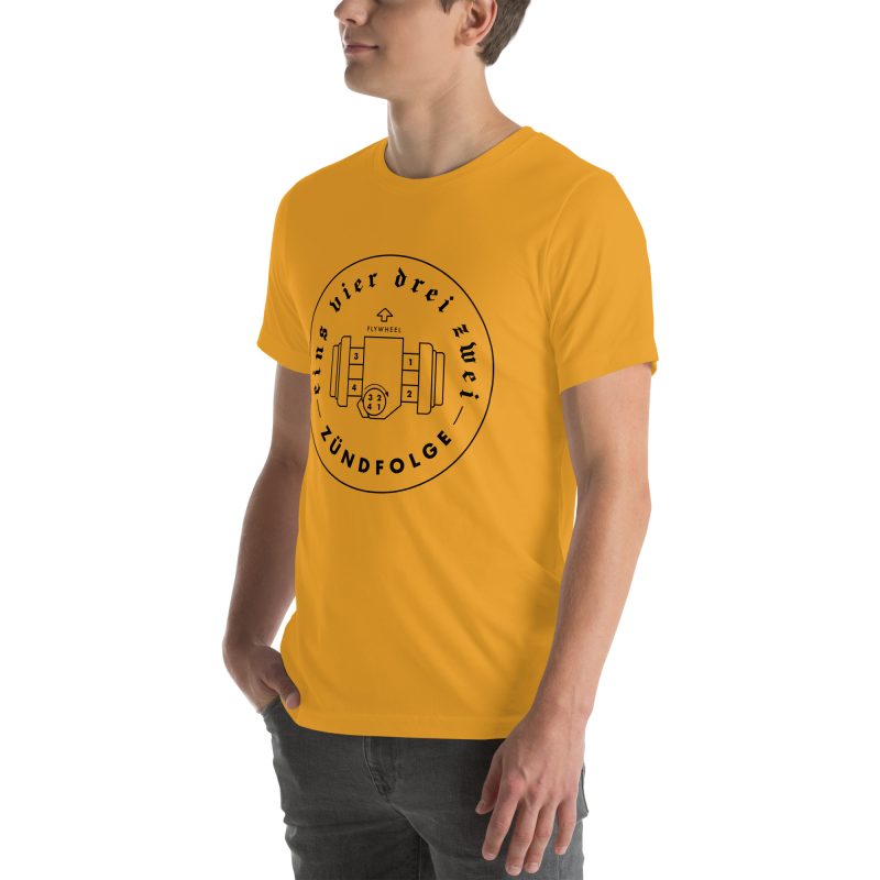 1-4-3-2 Zündfolge Badge Black Unisex t-shirt - Image 61