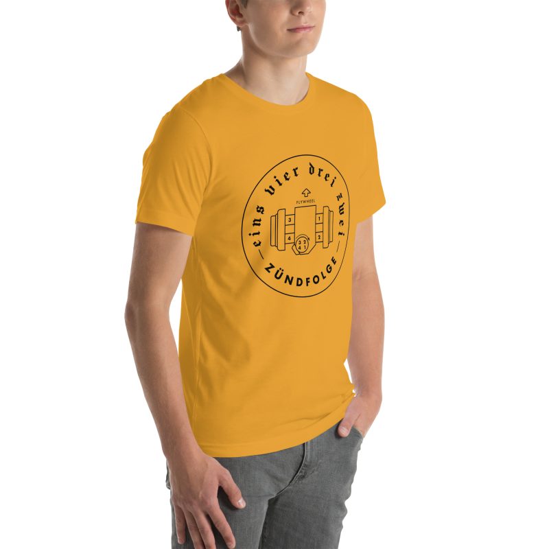 1-4-3-2 Zündfolge Badge Black Unisex t-shirt - Image 63