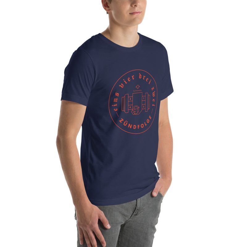 1-4-3-2 Zündfolge Badge Orange Unisex t-shirt - Image 24
