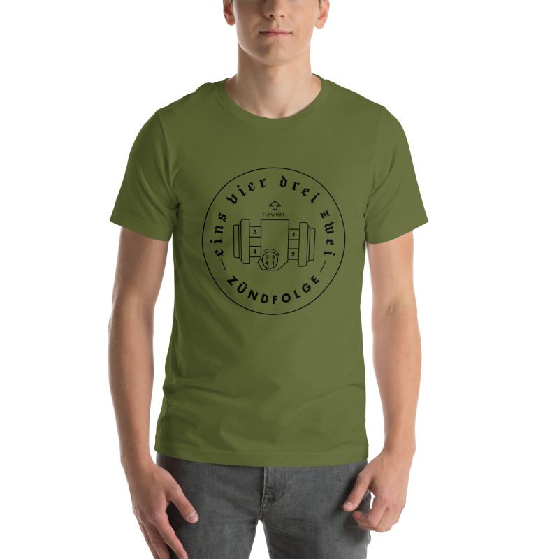 1-4-3-2 Zündfolge Badge Black Unisex t-shirt - Image 22